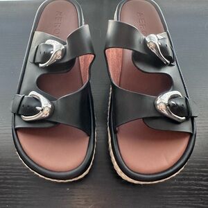 AEROSOLES Black and Brown Wedge Sandals
